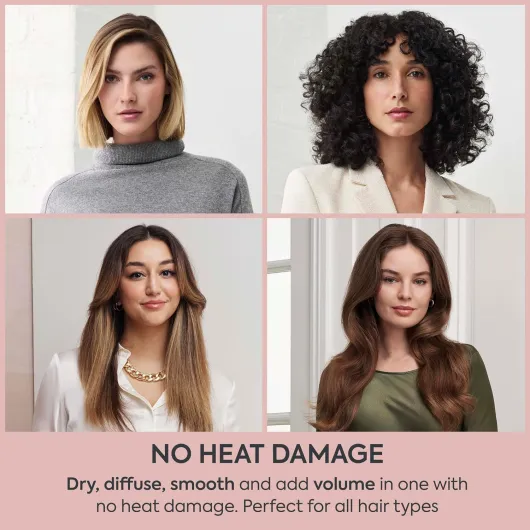 Air Wand, All in One Hair Dryer, Straightener, Styler & Diffuser Pink: Smooth, Volume & Curl Defining