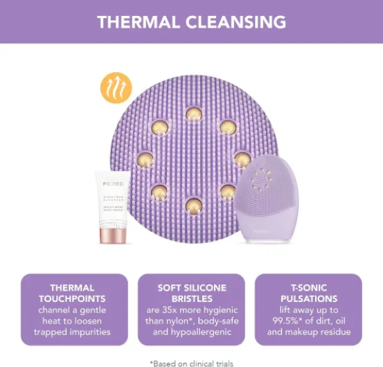 LUNA 3 plus Sensitive skin - Silicone Facial Cleansing Brush - Face Sculpting Tool - Anti Aging Face Massager - Instant Face Lift - Enhances Absorption of Facial Skin Care Products Lavander