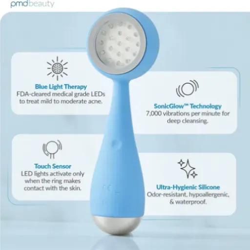 PMD Clean Acne Review: a pricey silicone brush with blue light that’s decent but not mind-blowing