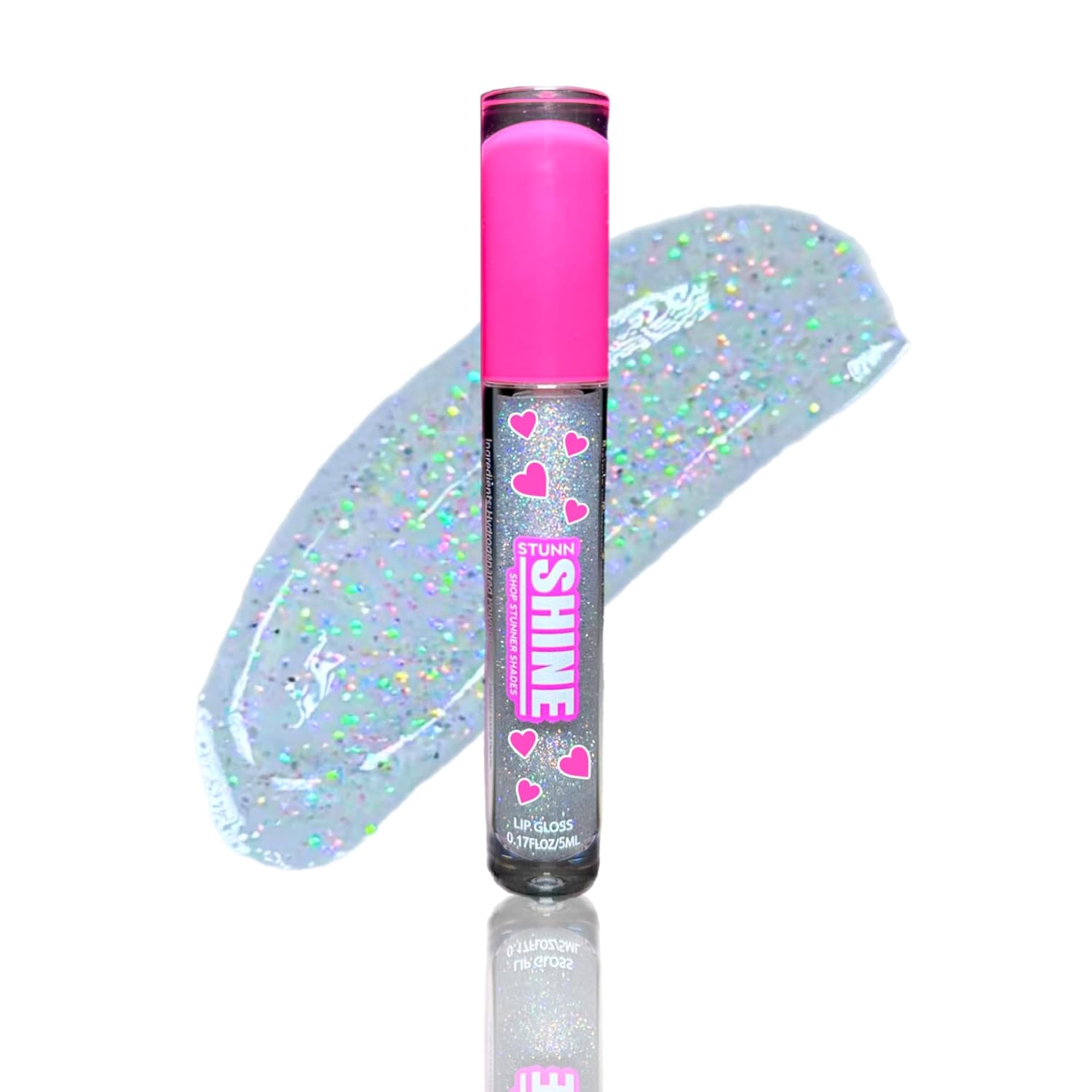 Stunn Shine, Glittery Holographic Lip Gloss For A Sparkly Finish, Infused With Coconut Oil, Vegan & Cruelty-free, (Glittery Clear, 0.15 Fl Oz) Glittery Clear 0.15 Fl Oz (Pack of 1)