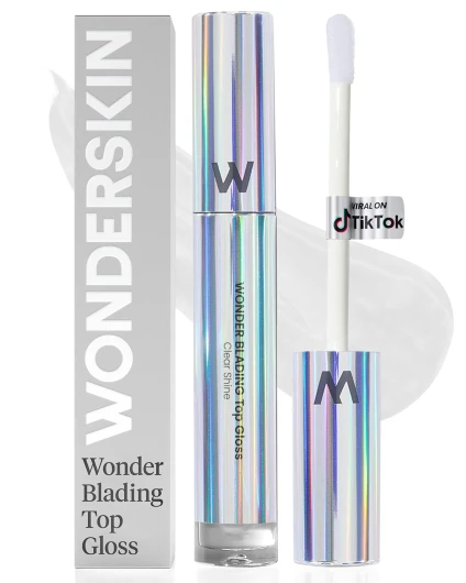 Lip Gloss Blading Top Gloss, Clear Glitter Lip Gloss, Hydrating and High Shine Finish Lip Makeup (Clear Shine)