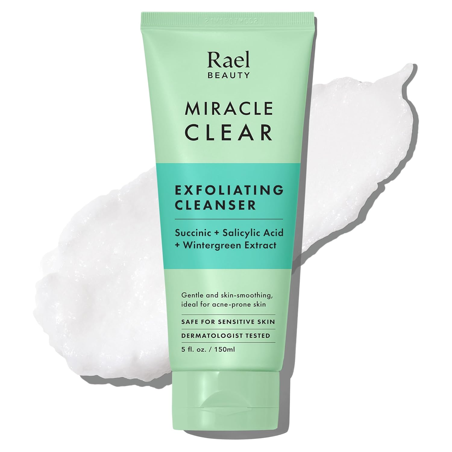 Miracle Clear Face Wash – Gentle Exfoliating Cleanser with Succinic Acid & Minerals, Hydrating Formula for Daily Use, Ideal for Acne-Prone, Dry, Sensitive & Oily Skin, Vegan (5 fl oz) Exfoliating Cleanser 5 Fl Oz (Pack of 1)