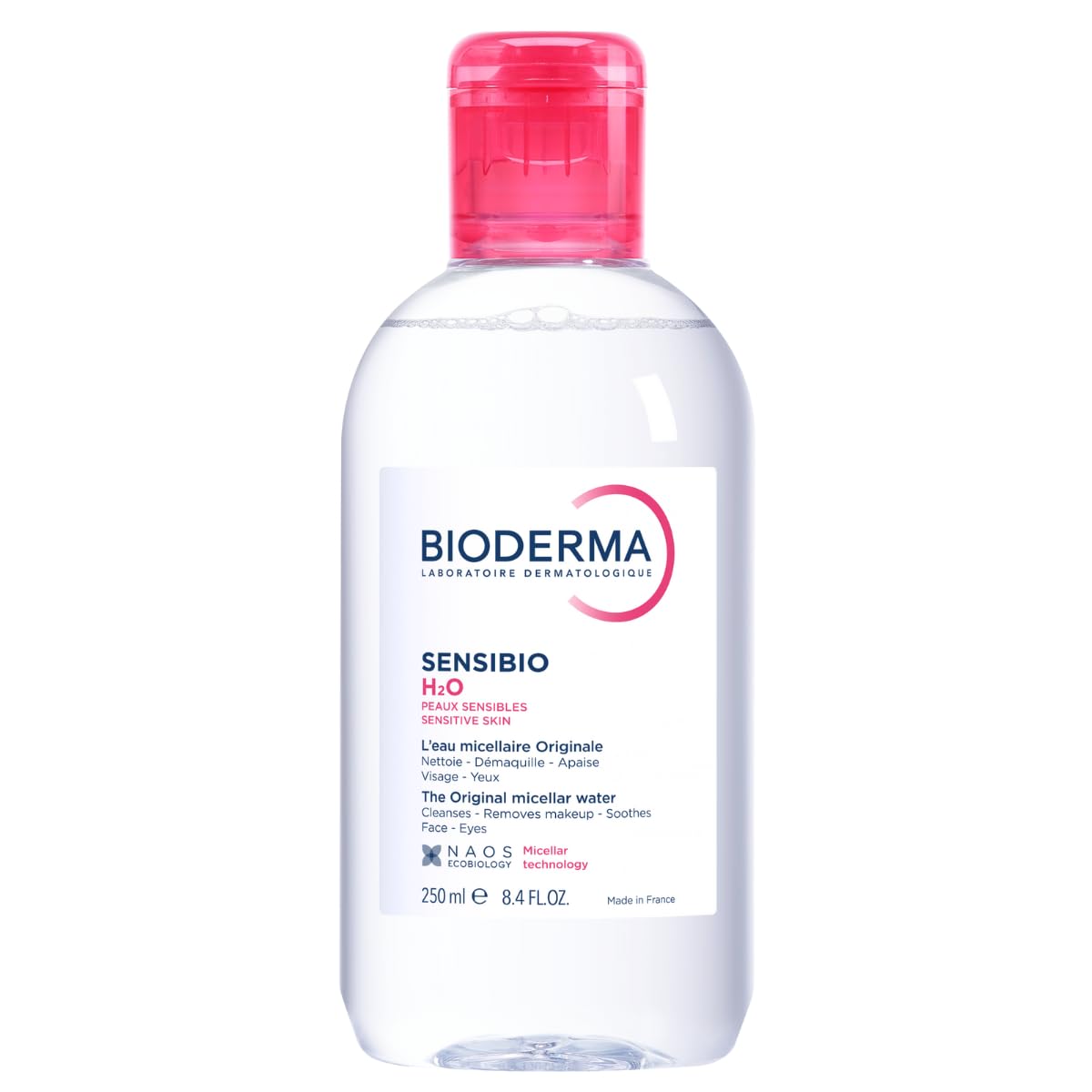 Bioderma - Sensibio - H2O Micellar Water - Makeup Remover Cleanser - Face Cleanser for Sensitive Skin 8.4 Fl Oz (Pack of 1)