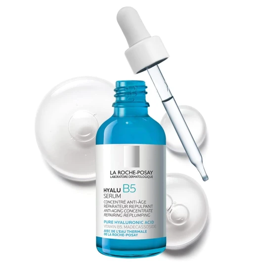 La Roche-Posay Hyalu B5 Pure Hyaluronic Acid Serum for Face, Vitamin B5 + Hyaluronic Acid + Madecassoside, Hydrating Serum Visibly Plumps Skin, Sensitive Skin Safe, Anti Aging, Oil-Free 1.69 Fl Oz (Pack of 1)
