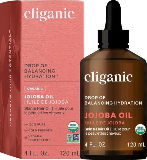 Organic Jojoba Oil, 100% Pure (4oz) - Moisturizing for Face, Hair, Skin & Nails - Natural Cold Pressed Hexane Free - Base Carrier Oil 4 Fl Oz (Pack of 1)