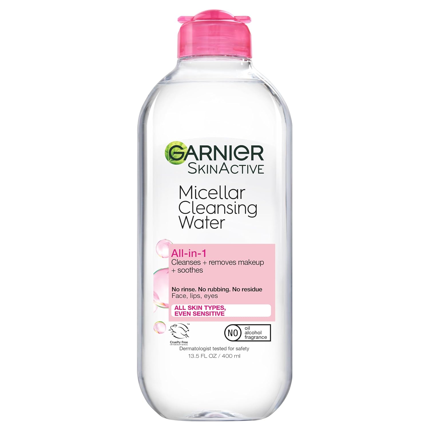 Micellar Water, Hydrating Facial Cleanser & Makeup Remover, Suitable for Sensitive Skin, Vegan, Cruelty Free, 13.5 Fl Oz (400mL), 1 Count Unscented 13.5 Fl Oz (Pack of 1)