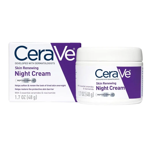 Skin Renewing Night Cream, Niacinamide, Peptide Complex, and Hyaluronic Acid Moisturizer for Face, 1.7 Ounce, Packaging may Vary