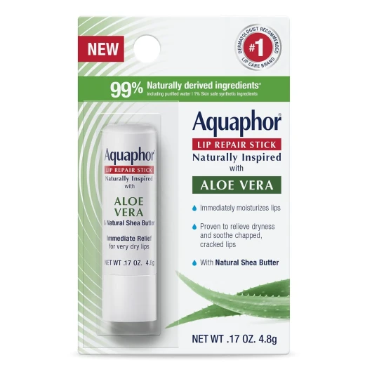 Naturally Inspired Lip Repair Stick with Aloe Vera and Natural Shea Butter, Hydrating Lip Balm Immediately Relieves Dryness, 0.17 Oz Stick Aloe Vera .17 Ounce (Pack of 1)