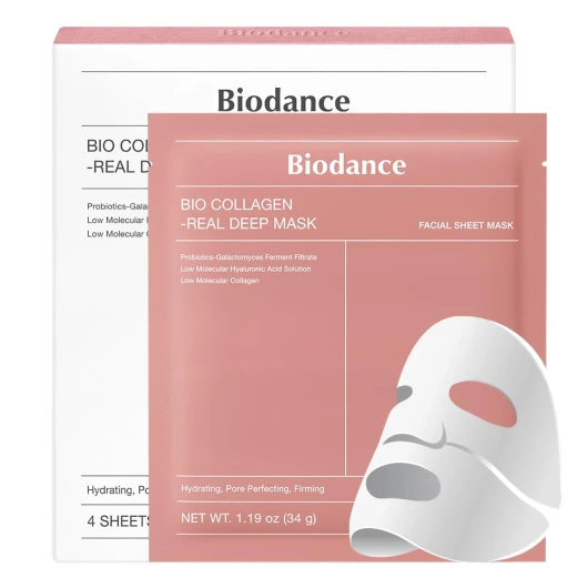 Bio-Collagen Real Deep Mask, Hydrating Overnight Hydrogel Mask, Pore Minimizing, Elasticity Improvement, Korean Skincare - 1.19oz(34g) x 4ea Collagen 4 Count (Pack of 1)