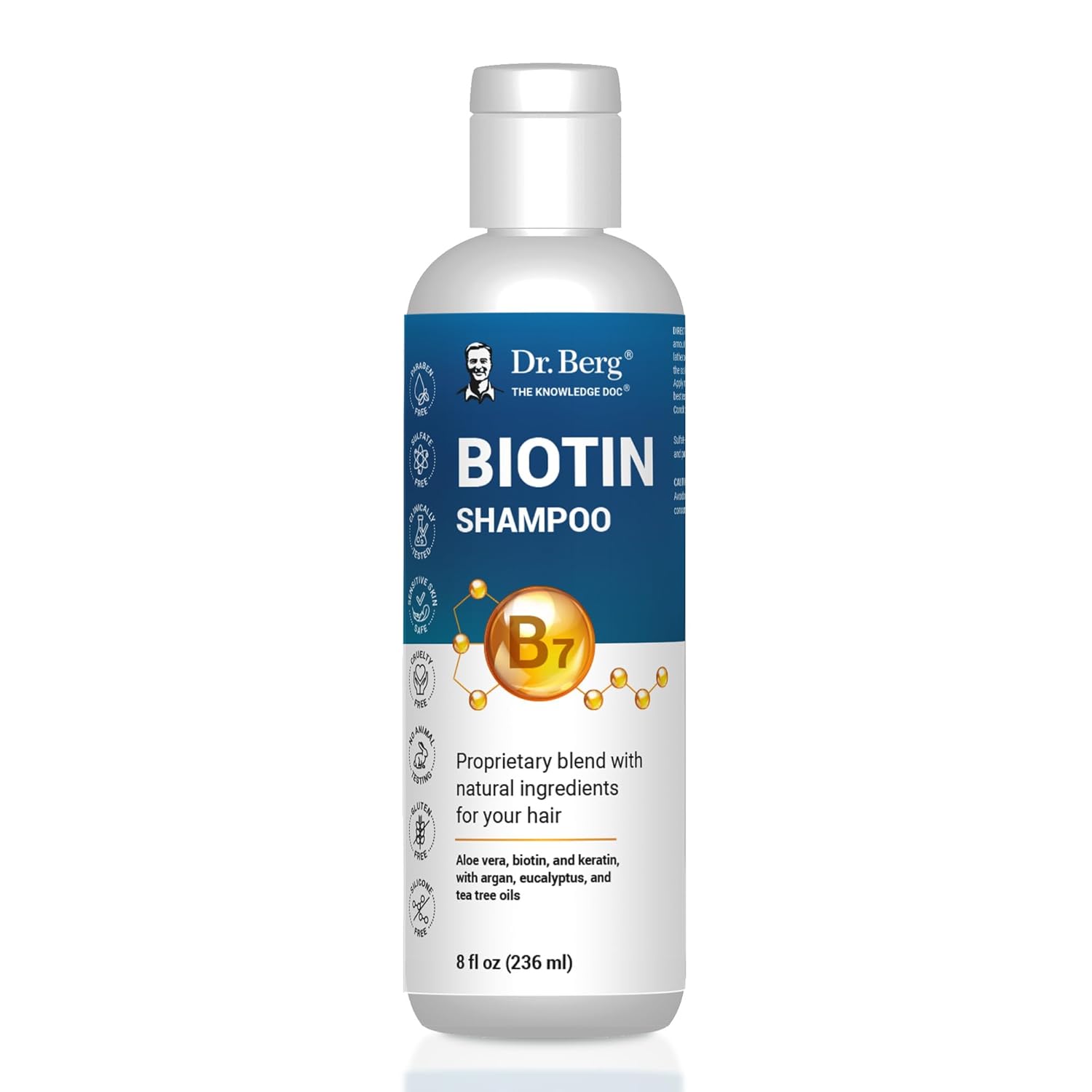 Dr - Berg Biotin Shampoo for Men & Women (Improved High-Performance Formula) - Independently Tested & Certified Paraben- Sulfate- & Silicone-Free - Infused w/Biotin, Argan Oil & Botanicals - 8 Fl oz Herbal