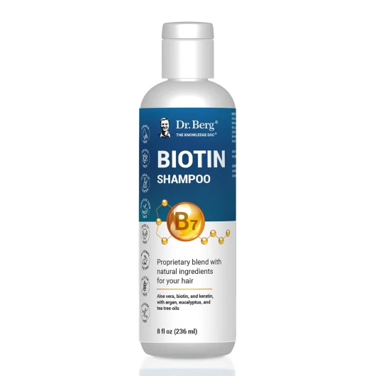 Dr - Berg Biotin Shampoo for Men & Women (Improved High-Performance Formula) - Independently Tested & Certified Paraben- Sulfate- & Silicone-Free - Infused w/Biotin, Argan Oil & Botanicals - 8 Fl oz Herbal