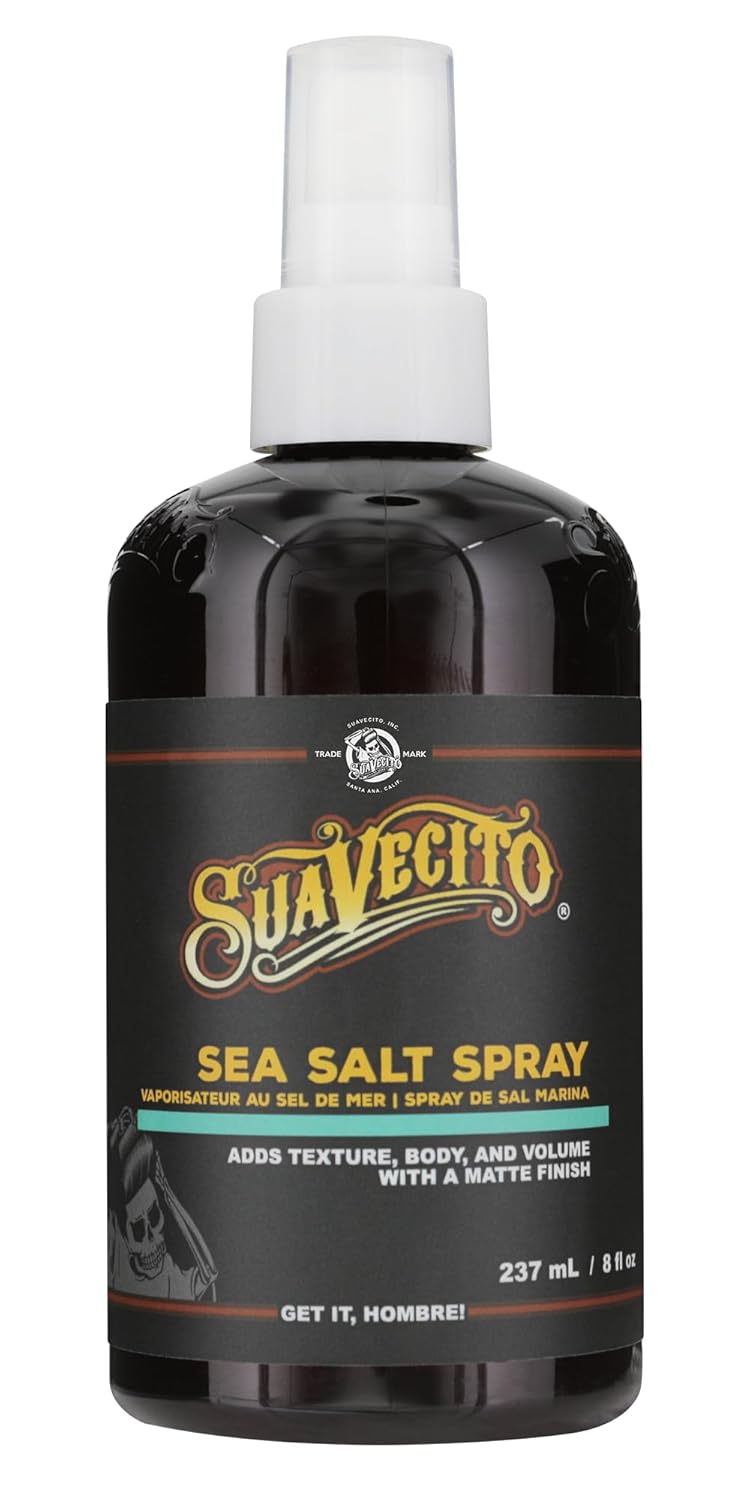Suavecito Sea Salt Spray - Natural Hair Volume and Texture with Light Flexible Hold for Men, Alcohol & Paraben-Free, 8 oz