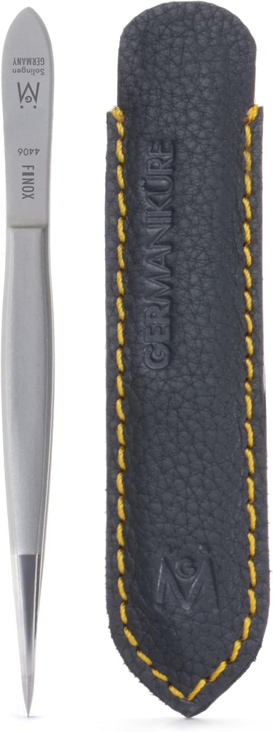 Pointed Tweezers in Leather Case - Made in Solingen Germany Leather Sleeve