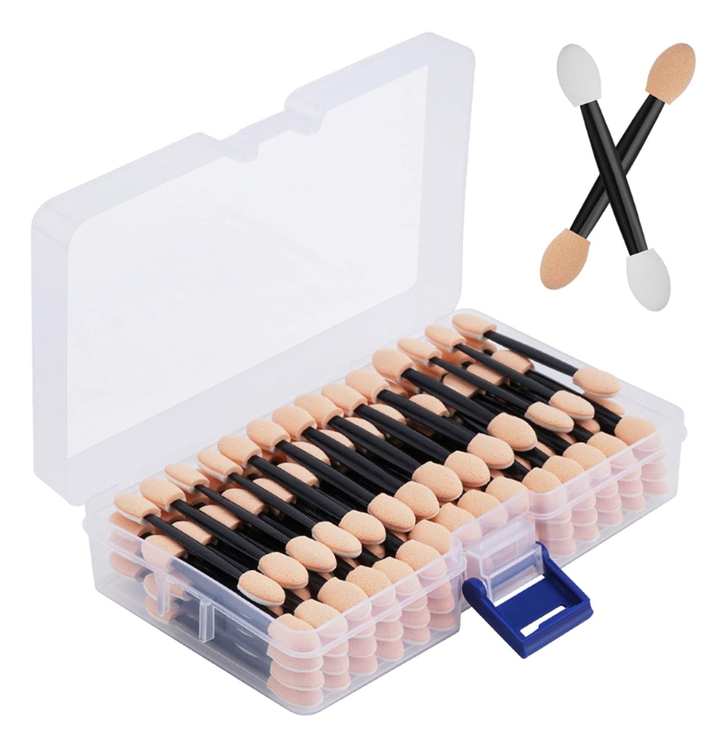 120PCS Disposable Dual Sides Eye Shadow Sponge Applicators with Container, 2.44' Length Eyeshadow Brushes Makeup Applicator Black Black 120 Count (Pack of 1)