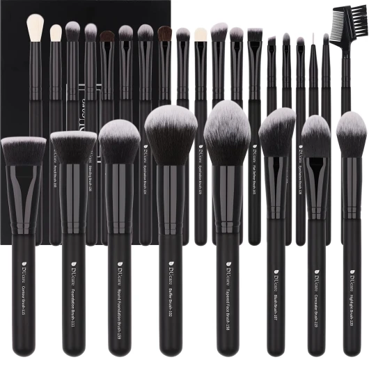 Professional Makeup Brushes Set 27Pcs Makeup Brush Set Premium Synthetic Kabuki Foundation Blending Face Powder Blush Concealers Eye Shadows Brushes black
