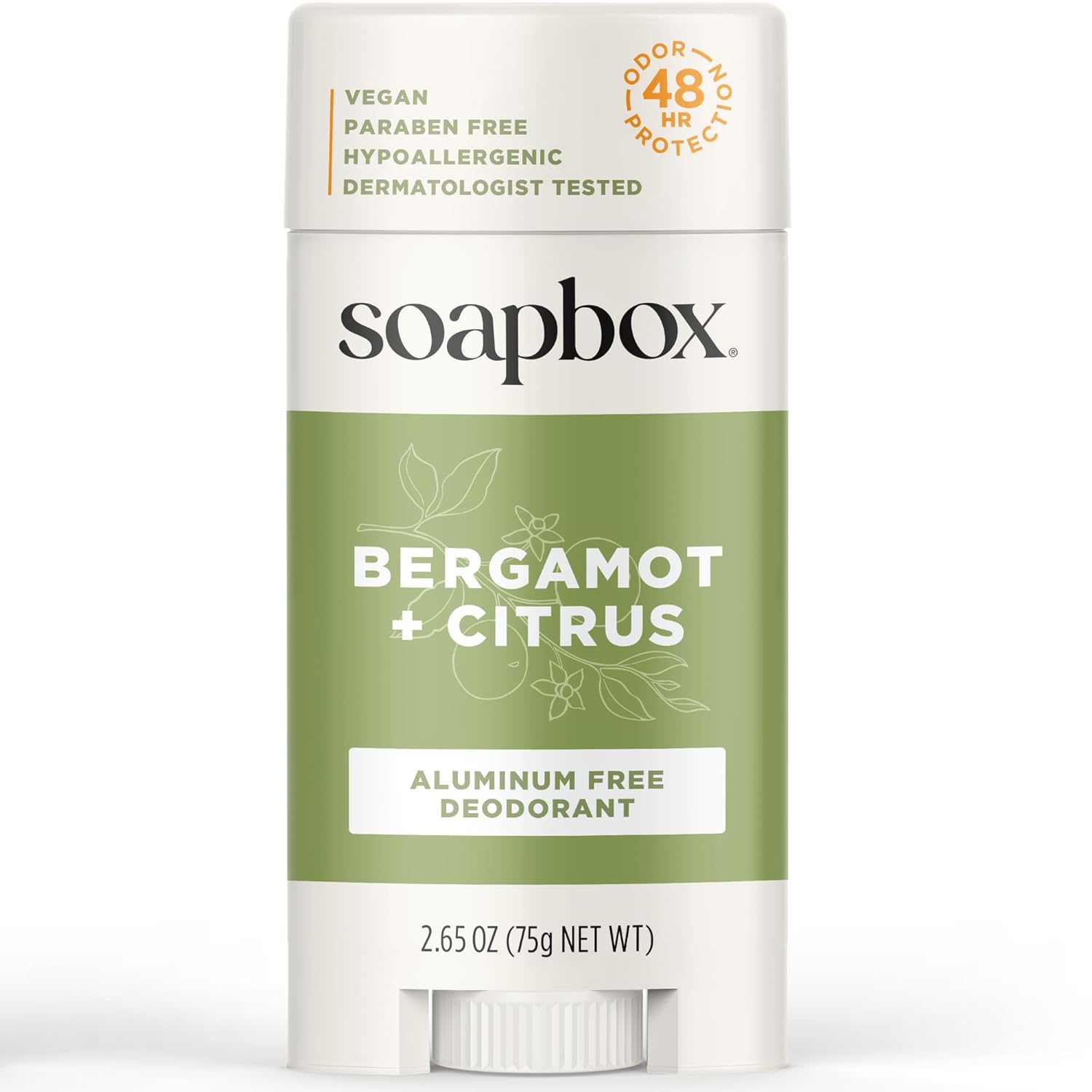 Aluminum Free Deodorant, Bergamot & Citrus Scented Deodorant, Scented Aluminum-Free Natural Deodorants, 2.65oz