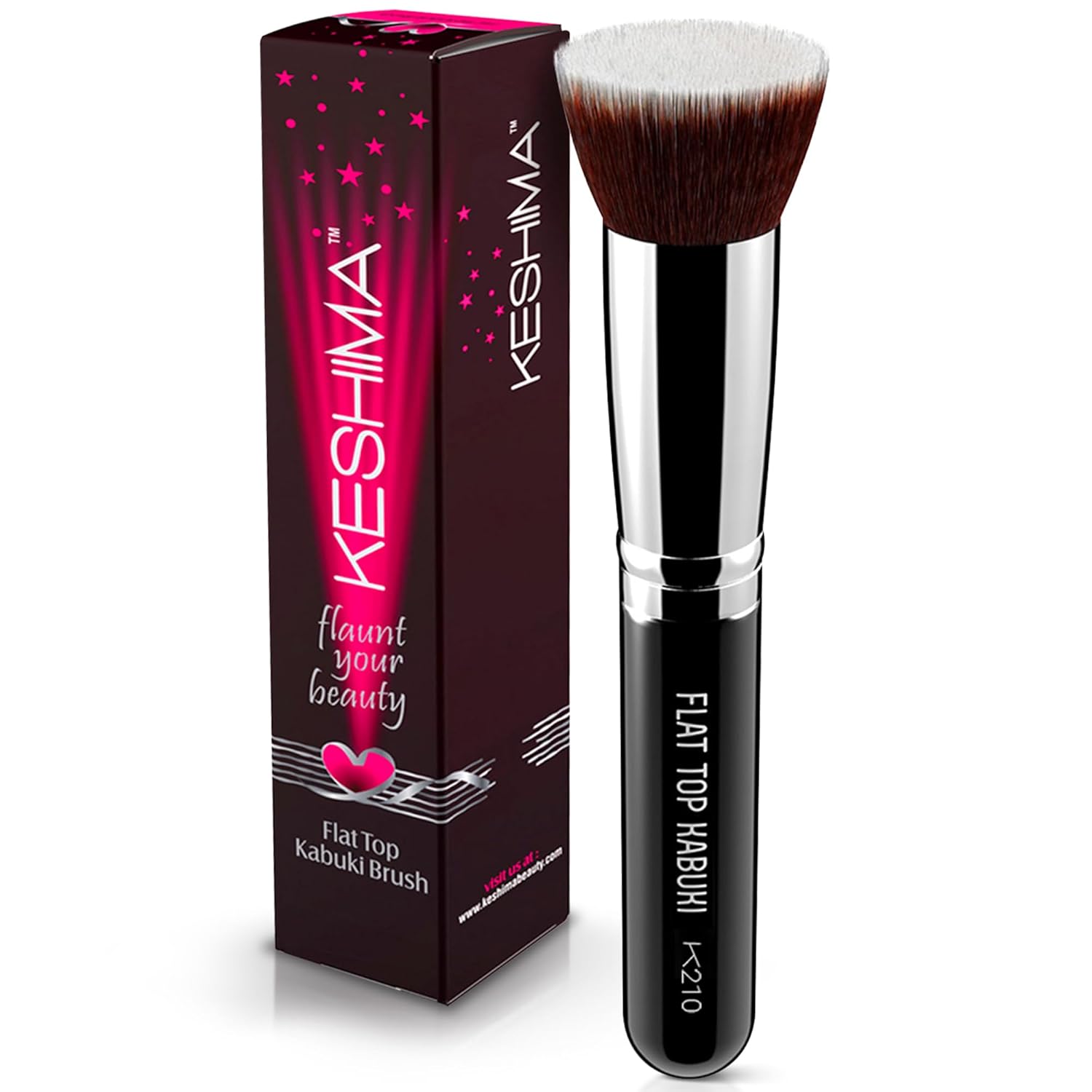 Flat Top Kabuki Foundation Brush By KESHIMA - Premium Makeup Brush for Liquid, Cream, and Powder - Buffing, Blending, and Face - 1.2" Top Diameter Regular