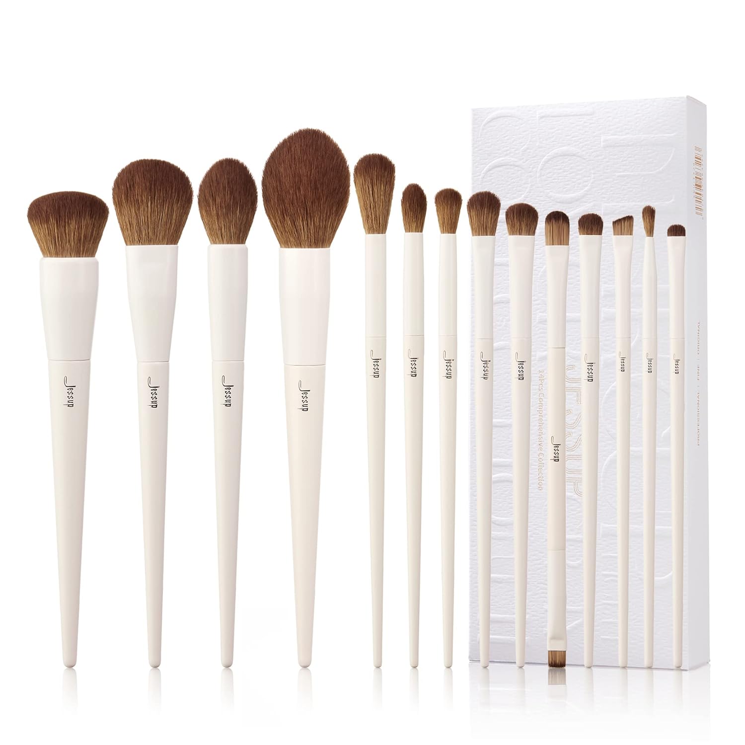 Makeup Brushes 14Pcs Makeup Brush Set Premium Synthetic Powder Foundation Contour Blush Concealer Eye Shadow Blending Liner Make Up Brush Kit Light Grey T329 Full Brush Set A-Light Grey-14pcs