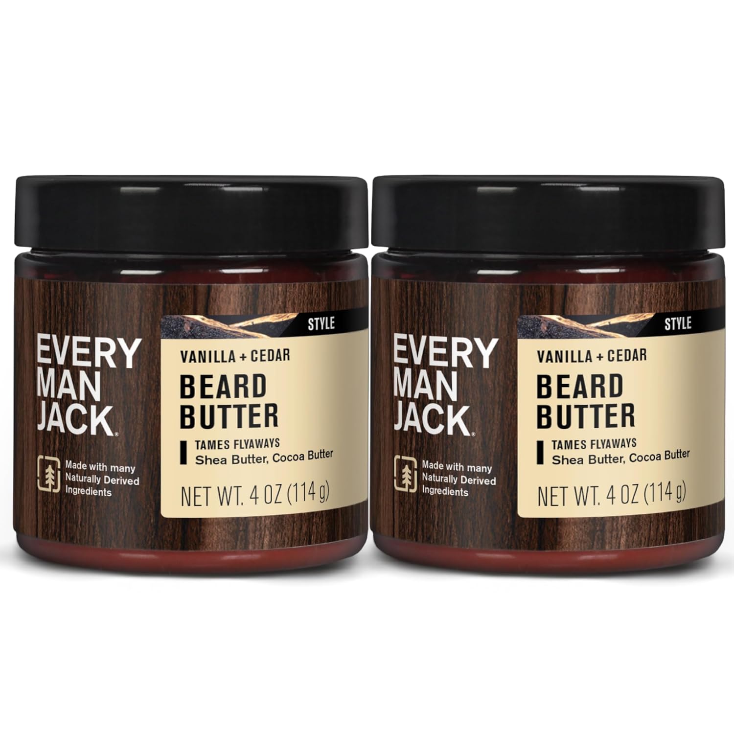 Beard Butter- Vanilla & Cedar Fragrance - Hydrates and Styles Dry, Unruly Beards While Relieving Itch - Naturally Derived w/Shea Butter & Coconut Oil - 4 oz (2 Pack) Vanilla + Cedar