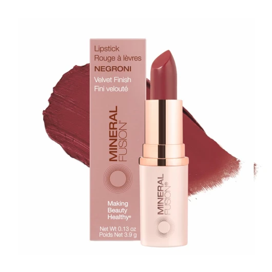 Long-Lasting Lipstick, Vivid & Smudge-Free Lip Color with Avocado Oil, Cocoa Seed Butter, Free of FD&C Dyes, Paraben and Gluten, Negroni Negroni Reformulated