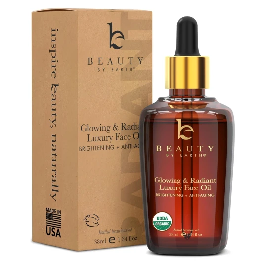 USDA Organic Face Oil – USA Made with Natural Ingredients, Brightens & Smooths Fine Lines & Wrinkles, Non-comedogenic Lightweight Facial Oil for Dry & Sensitive Skin with Moringa, Jojoba & Argan Oils Glowing & Radiant 1.34 Fl Oz (Pack of 1)