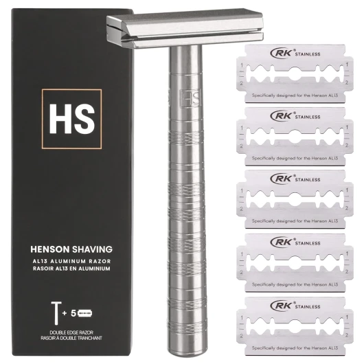 Razor - Aluminum Double Edge Safety Razor with 5 Spare Blades - 30° Angled Precision With Superior Blade Rigidity- Reusable Single Blade Razors For Men and Women - Mild Aggression Aircraft Aluminum
