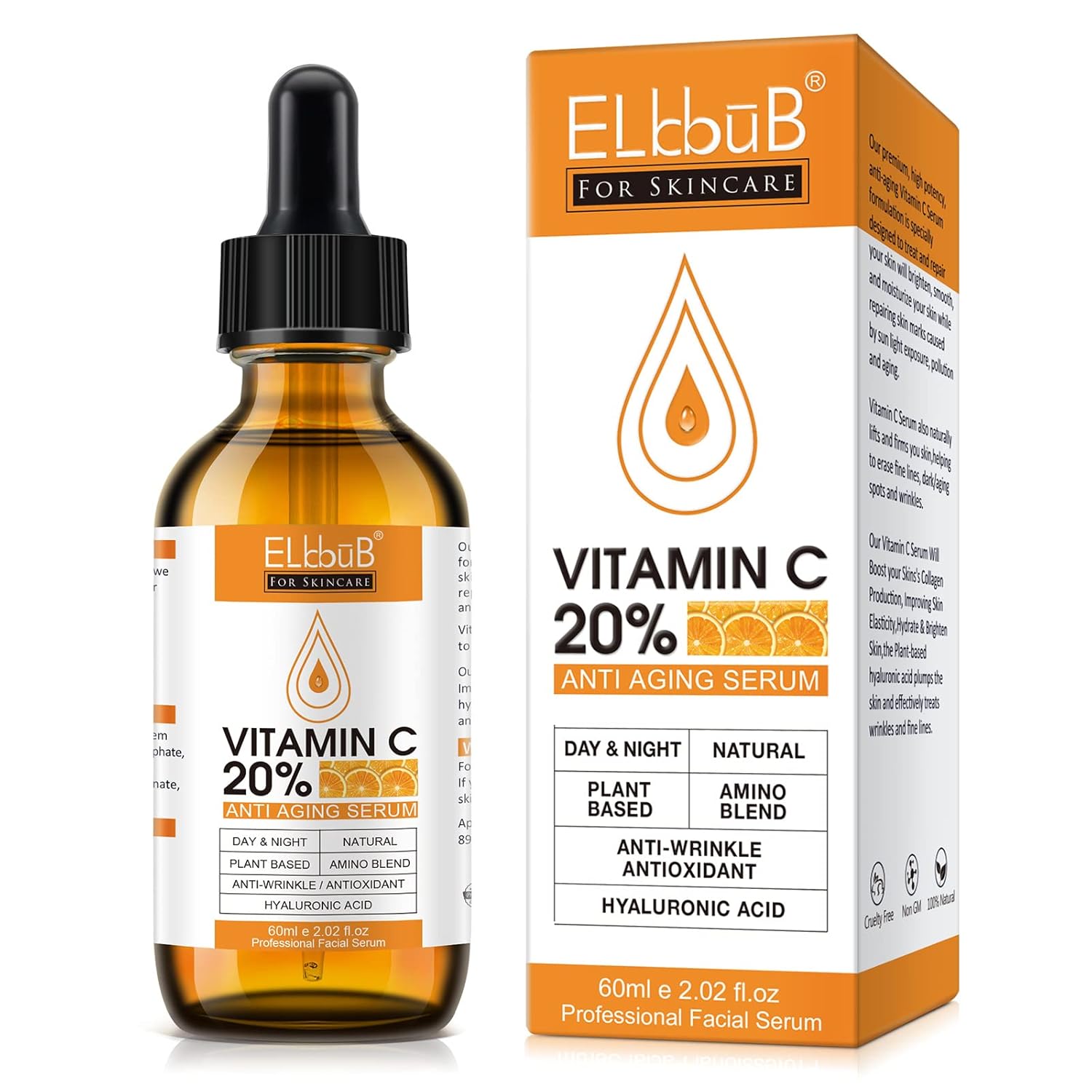 Premium 20% Vitamin C Serum For Face with Hyaluronic Acid, Retinol & Amino Acids - Boost Skin Collagen,Hydrate & Plump Skin, Anti Aging & Wrinkle Facial Serum 60ml 2.02 Fl Oz (Pack of 1)