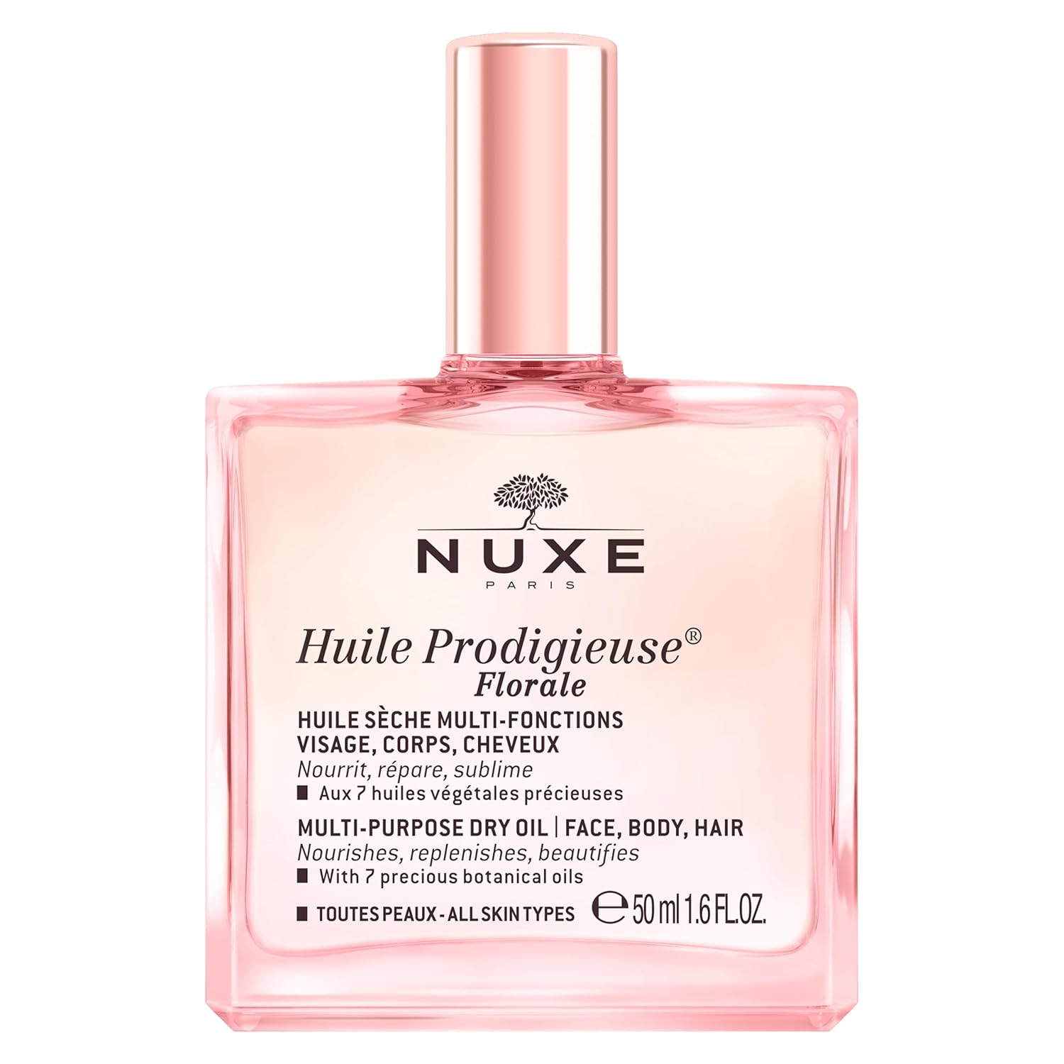 NUXE Huile Prodigieuse Floral - Organic All-in-One Oil for Body, Face & Hair - Radiant Looking Glow and Skin Hydration 1.69 Fl Oz (Pack of 1)