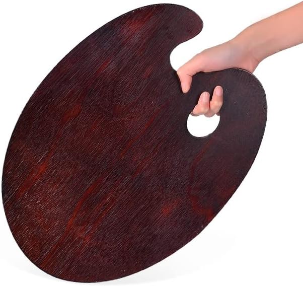 Oval Walnut Wooden Paint Palette 16 * 12inch - Artist Oil Paint Palette Walnut Palettes 30 * 40 for Acrylic Watercolor Oil Paints (Oval 30 x 40 cm)