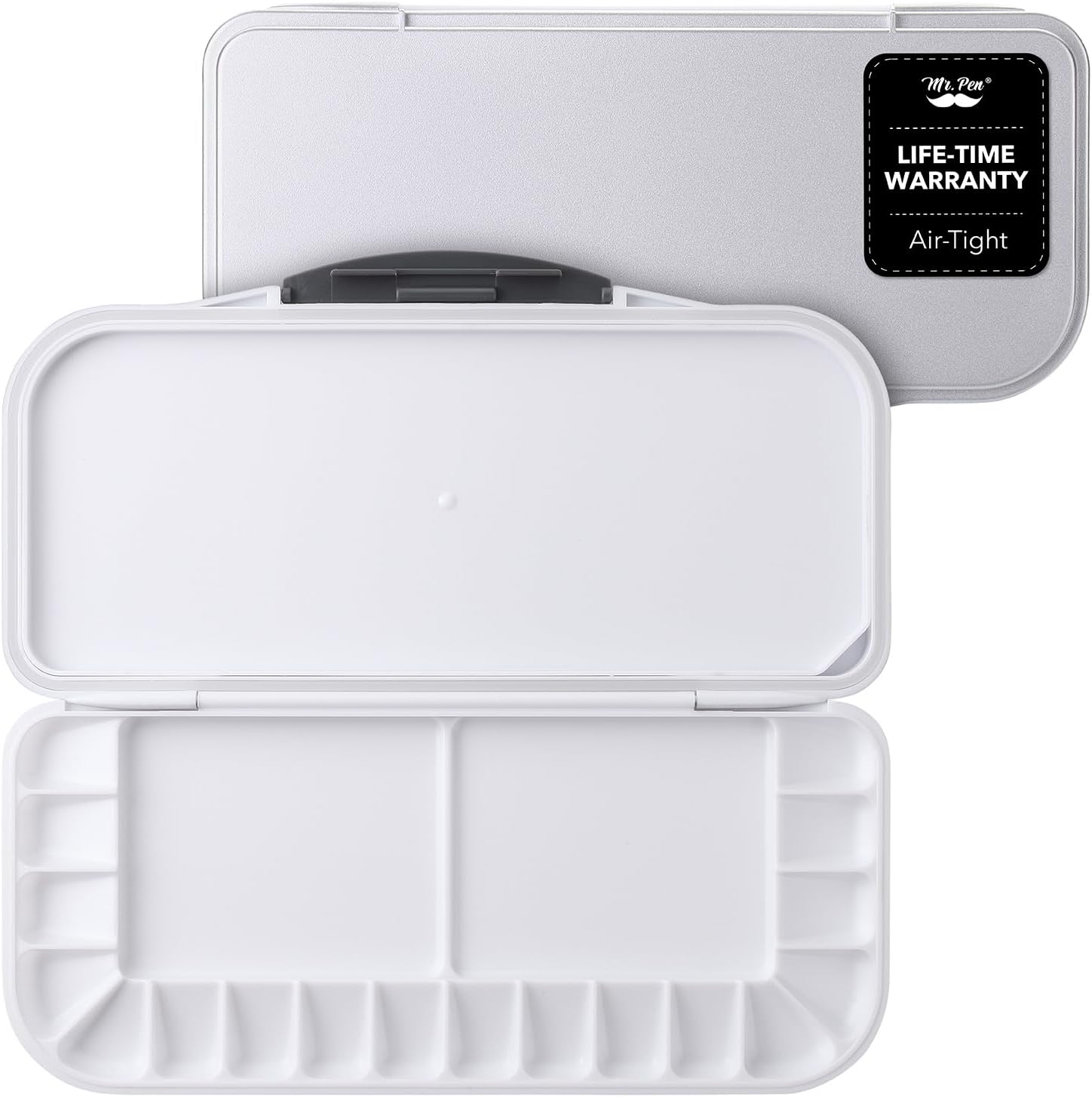 Mr - Pen Airtight 18-Well Watercolor Palette with 2 Mixing Areas and Lid - Folding Paint Tray White 1 Pack
