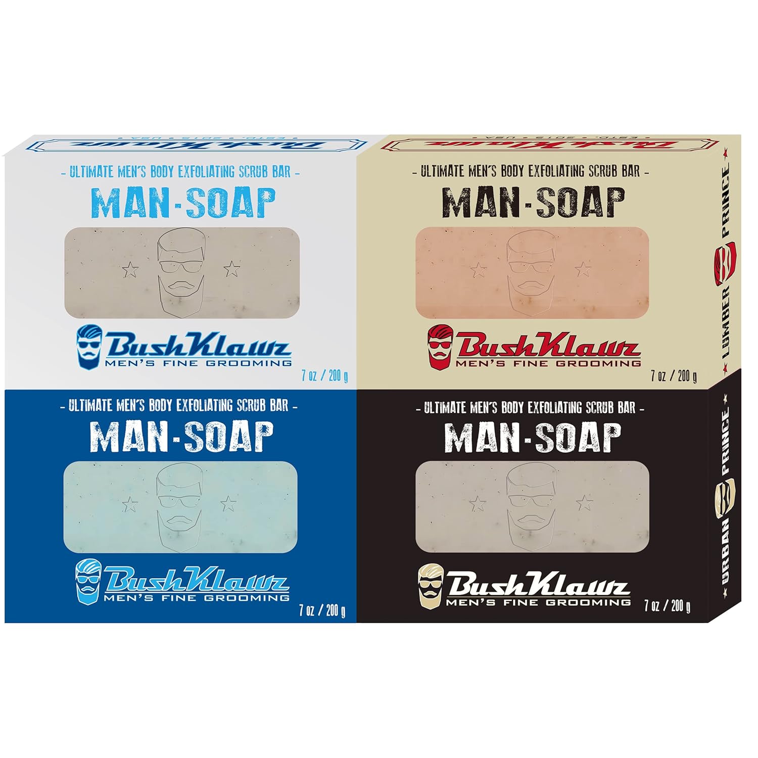 Exfoliating BIG BRICK MAN SOAP- Deep Clean Your Skin, Remove Dead Cells, and Moisturize with Natural Oils - 200g / VARIETY 4 PACK 7 Ounce (Pack of 4) ALL