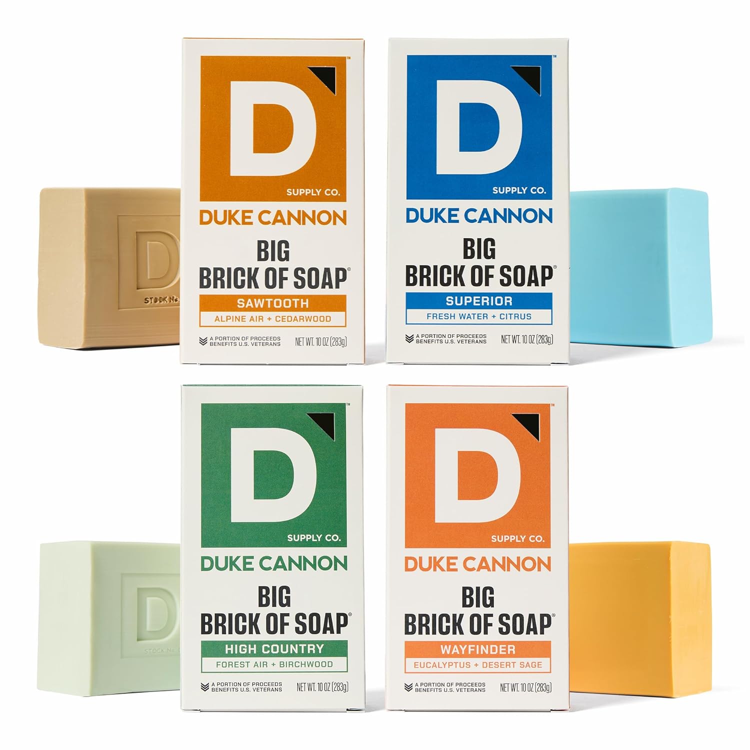 Large Brick Bar Soap Bundle - Men's Soap with Masculine Scents - USA-Made - All Skin Types - Wayfinder, High Country, Superior, & Sawtooth - 10 oz (4 Pack)