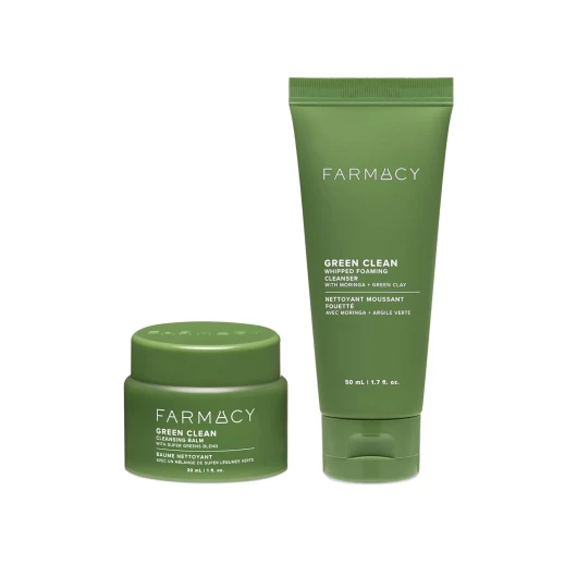 Deep Double Cleanse Skincare Gift Set - Green Clean Makeup Remover Cleansing Balm & Whipped Foaming Face Wash for Oily Skin - Melts Away Makeup & Helps Promote Healthy Skin (2 Count)