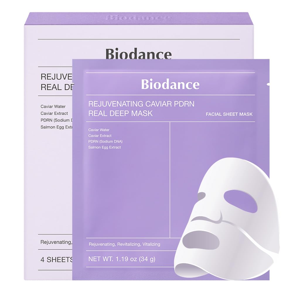 Rejuvenating Caviar PDRN Real Deep Mask, Overnight Hydrogel Mask, Skin Firming & Radiance Boost, Enhancing Recovery for All Skin Types, Korean Skincare - 1.19oz(34g) x 4ea PDRN 4 Count (Pack of 1)