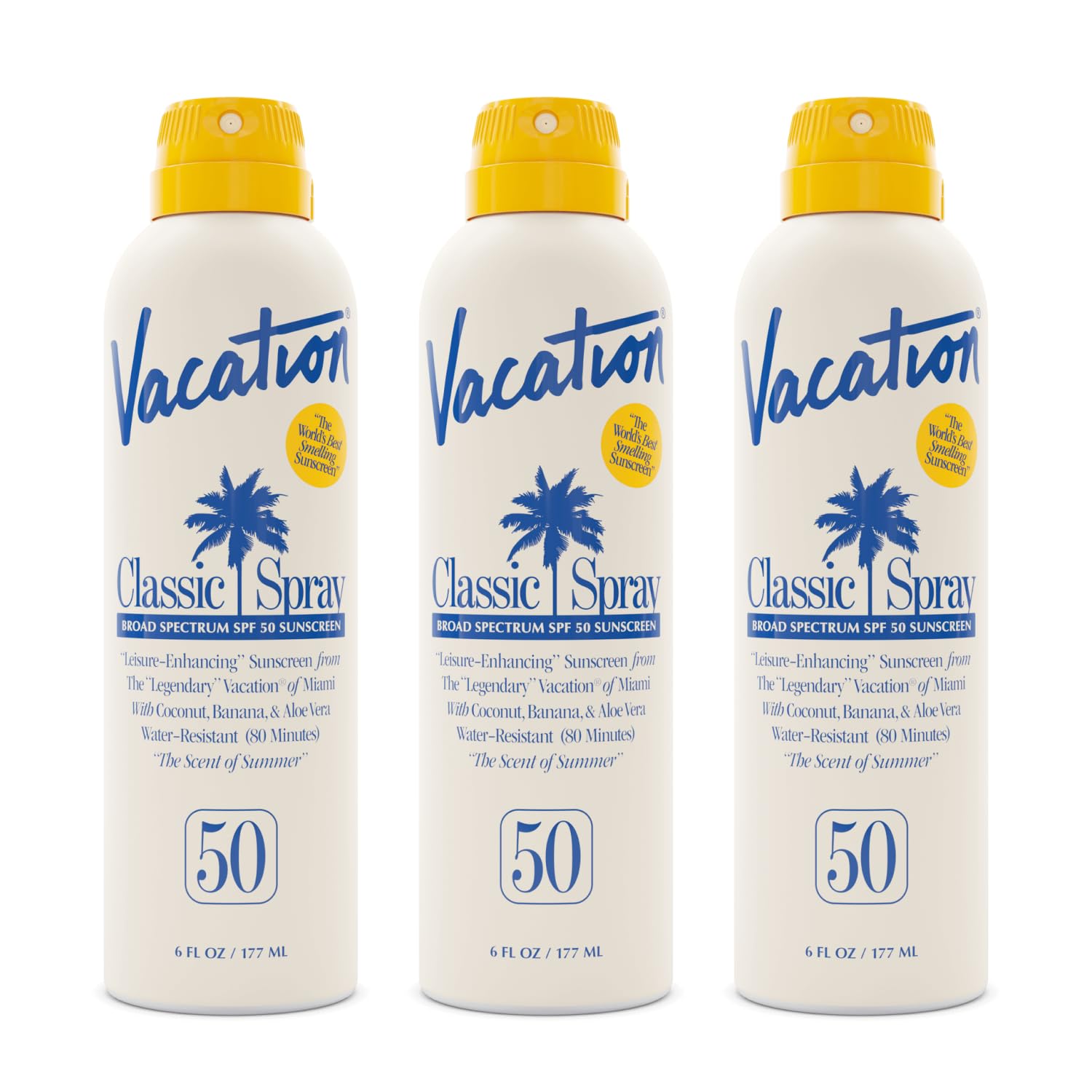Classic Sunscreen Spray SPF 50, Water-Resistant, Lightweight, Transparent on All Skin Tones, Dermatologist-Tested, Vegan, 6 Fl - Oz - (Value Pack of 3) SPF 50 6 Fl Oz (Pack of 3)