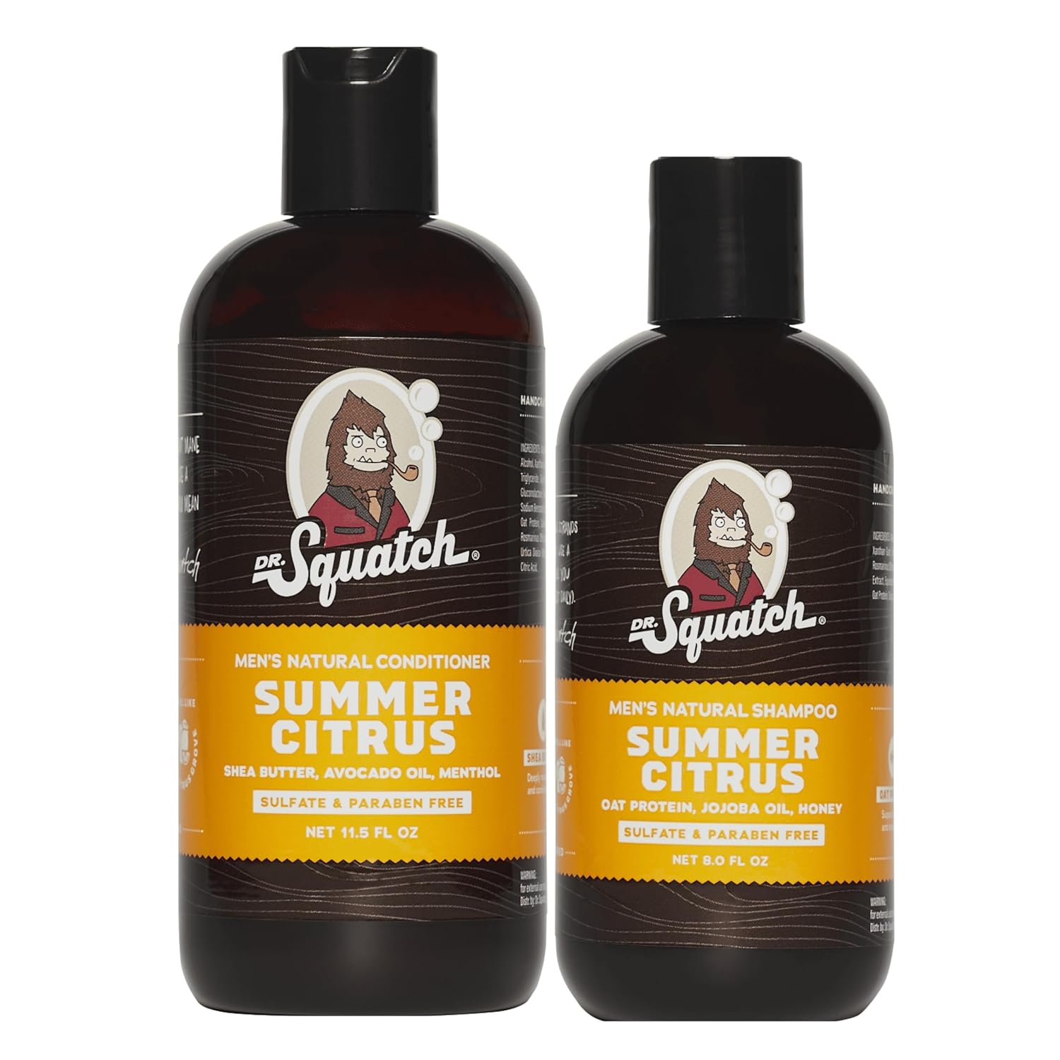 Dr - Squatch Natural Hair Bundle for Men - Healthy, Full Looking Hair - Summer Citrus Shampoo (8 fl oz), Summer Citrus Conditioner (11.5 fl oz)