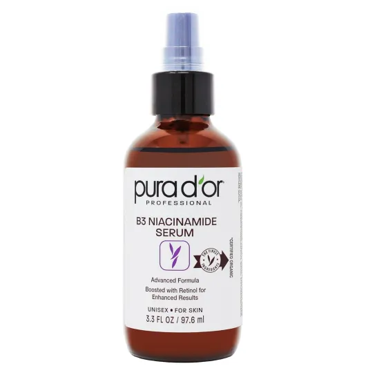PURA D'OR 3.3 Oz B3 Niacinamide Advanced Facial Serum - Skin Care Formula with Retinol For Wrinkles, Hydration & Radiant Complexion - All Skin Types, Hypoallergenic - Women & Men 3.3 Ounce (Pack of 1)