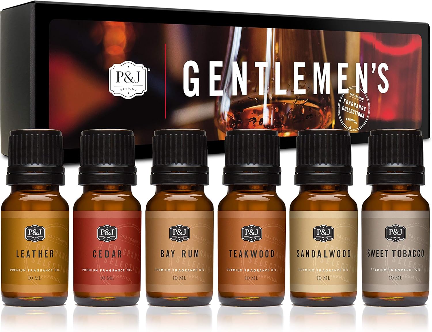 P&J Trading Fragrance Oils for Diffusers for Home Fragrance Scents for Candle Making - Soap Making Supplies - Car Diffuser Scents - Essential Home Gift Set - Gentlemen's - Cedar, Sandalwood & More Gentlemen's 2.04 Fl Oz (Pack of 1)