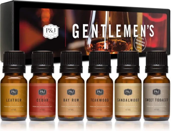 P&J Trading Fragrance Oils for Diffusers for Home Fragrance Scents for Candle Making - Soap Making Supplies - Car Diffuser Scents - Essential Home Gift Set - Gentlemen's - Cedar, Sandalwood & More Gentlemen's 2.04 Fl Oz (Pack of 1)