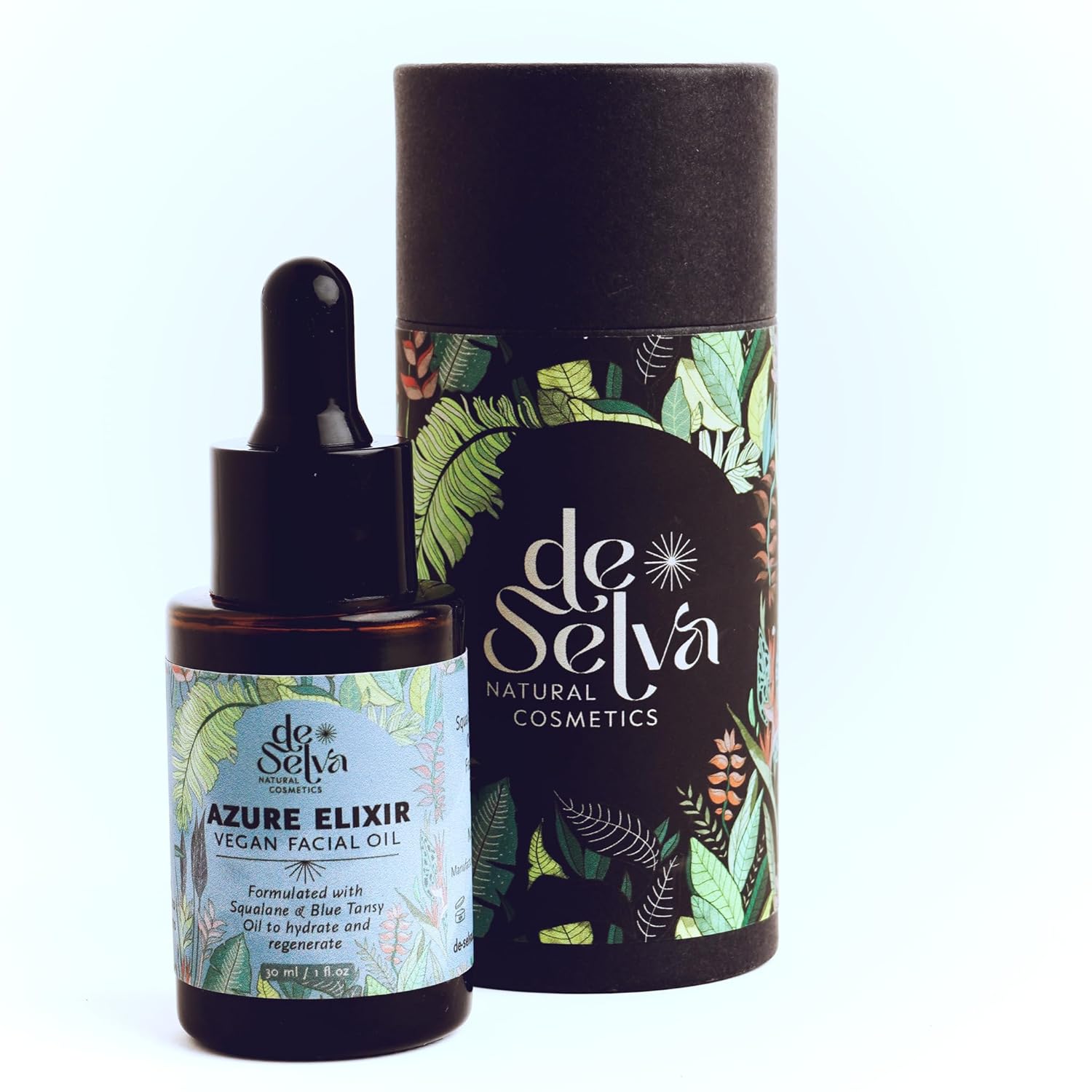 DE SELVA Azure Elixir – Blue Tansy Face Oil with Squalane, Camellia & Jojoba - Hydrating & Soothing Facial Oil for Oily, Combination & Sensitive Skin - Vegan & Lightweight Formula - 1 oz