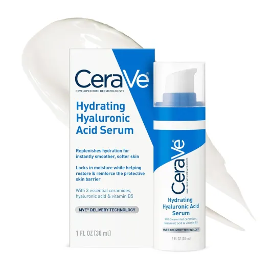 Hyaluronic Acid Serum for Face with Vitamin B5 and Ceramides, Hydrating Face Serum for Dry Skin, Fragrance Free, 1 Ounce