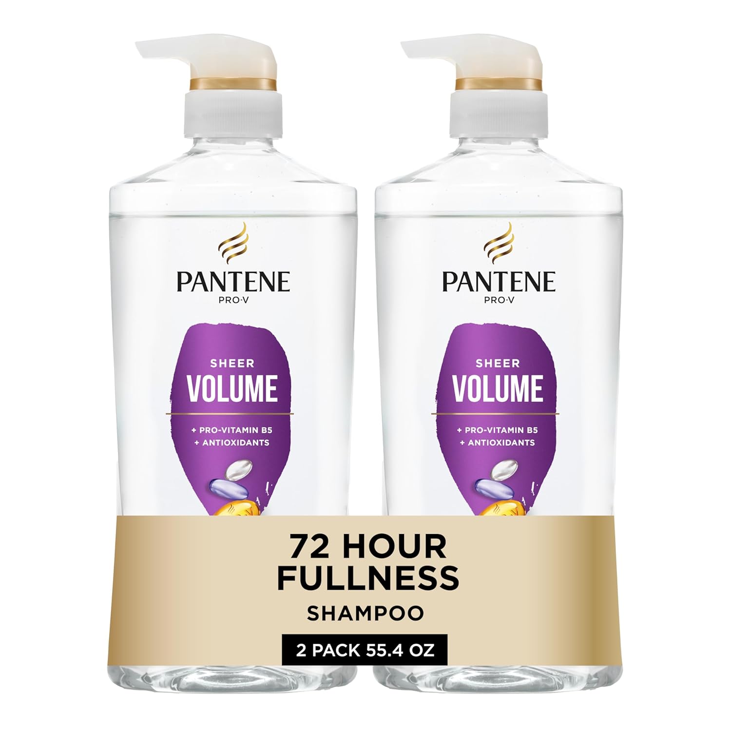 Shampoo, Sheer Volume - Lightweight Nourishment for Fine, Color-Treated Hair, 72-Hour Fullness and Body, 27.7 Oz Each, 2-Pack + Miracle Rescue Shot (0.5 Oz) Volume & Body 55.4 Fl Oz (Pack of 1)