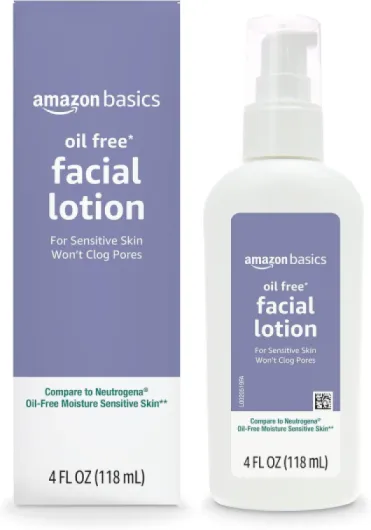 Oil-free Facial Moisturizer for Sensitive Skin, Fragrance Free, 4 Fluid Ounce (Previously Solimo) WHITE 4 Fl Oz (Pack of 1)