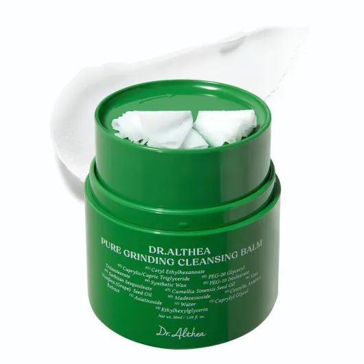 Dr.Althea Pure Grinding Cleansing Balm - Hygenic One-Step Makeup Cleansing Oil with Madecassoside - Non-Greasy Sorbet Texture - Soothing for All Skin Types - Korean Vegan Skin Care - 1.69 Fl Oz 1 Pure Grinding Cleansing Balm