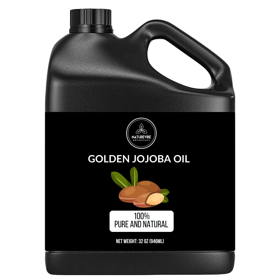 Golden Jojoba Oil 32 oz – 100% Pure, Cold-Pressed Moisturizer for Skin & Hair - Antioxidant-Rich, Non-Greasy, Carrier Oil & Daily Hydration Jojoba Oil 32 Fl Oz (Pack of 1)