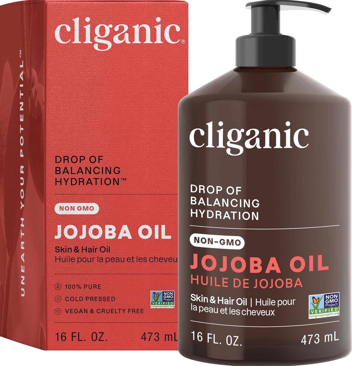 Jojoba Oil Non-GMO, Bulk 16oz - 100% Pure for Skin, Hair & Face, Cold Pressed Natural Hexane Free - Hair Relaxer