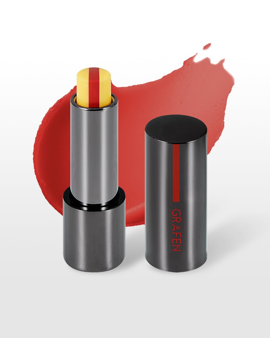 Triple Lip™ Tinted Lip Balm – Natural Color Lip Care with Moisture, MATT FINISH, Nourishing Oils for Soft & Healthy Lips (Multiple Shades) Coral Red