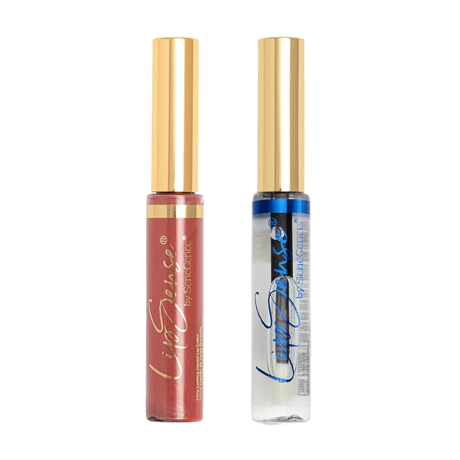LipSense Caramel Latte Liquid Lipstick and Glossy Clear Lip Gloss Duo – 18HR Wear, Hydrating, Waterproof, Transfer-Proof
