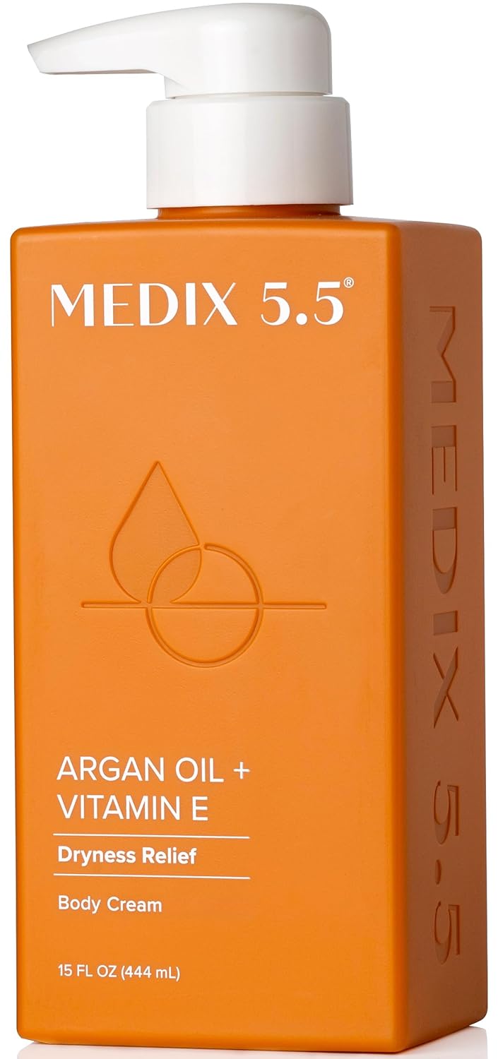Medix 5.5 Body Cream, Argan Oil + Vitamin E, 15 fl oz (444 ml) Argan Oil Cream 15 Fl Oz (Pack of 1)