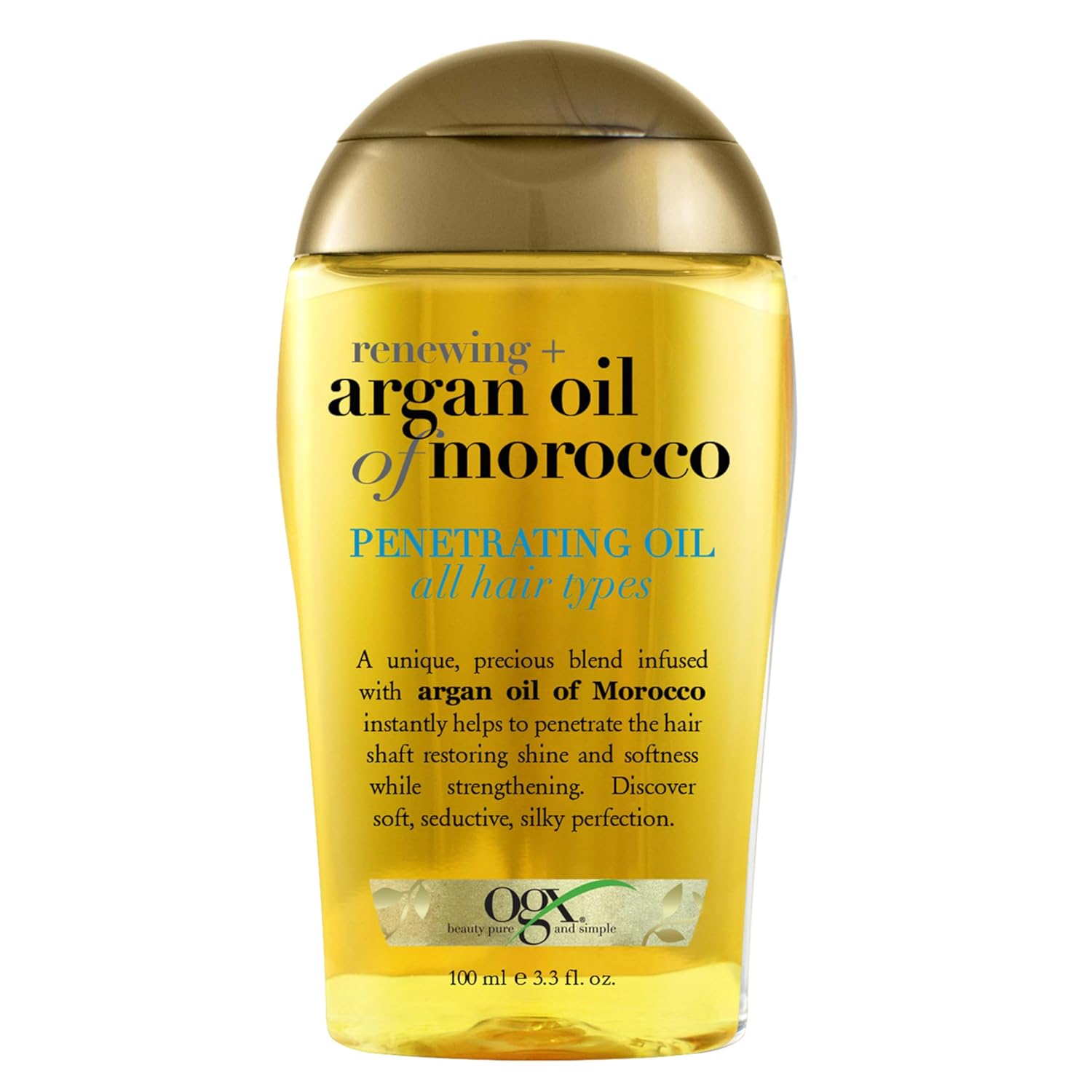 Renewing + Argan Oil of Morocco, Cold-Pressed Argan Oil for Hair Penetrating Treatment & Shine, Moisturizing & Strengthening Silky Oil for All Hair Types, Paraben & Sulfate Free, 3.3 fl oz Citrus-Fresh, Floral-Green, & Woody 3.3 Fl Oz (Pack of 1)